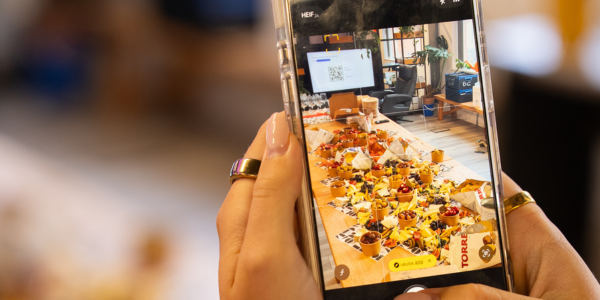 someone taking a picture of food
