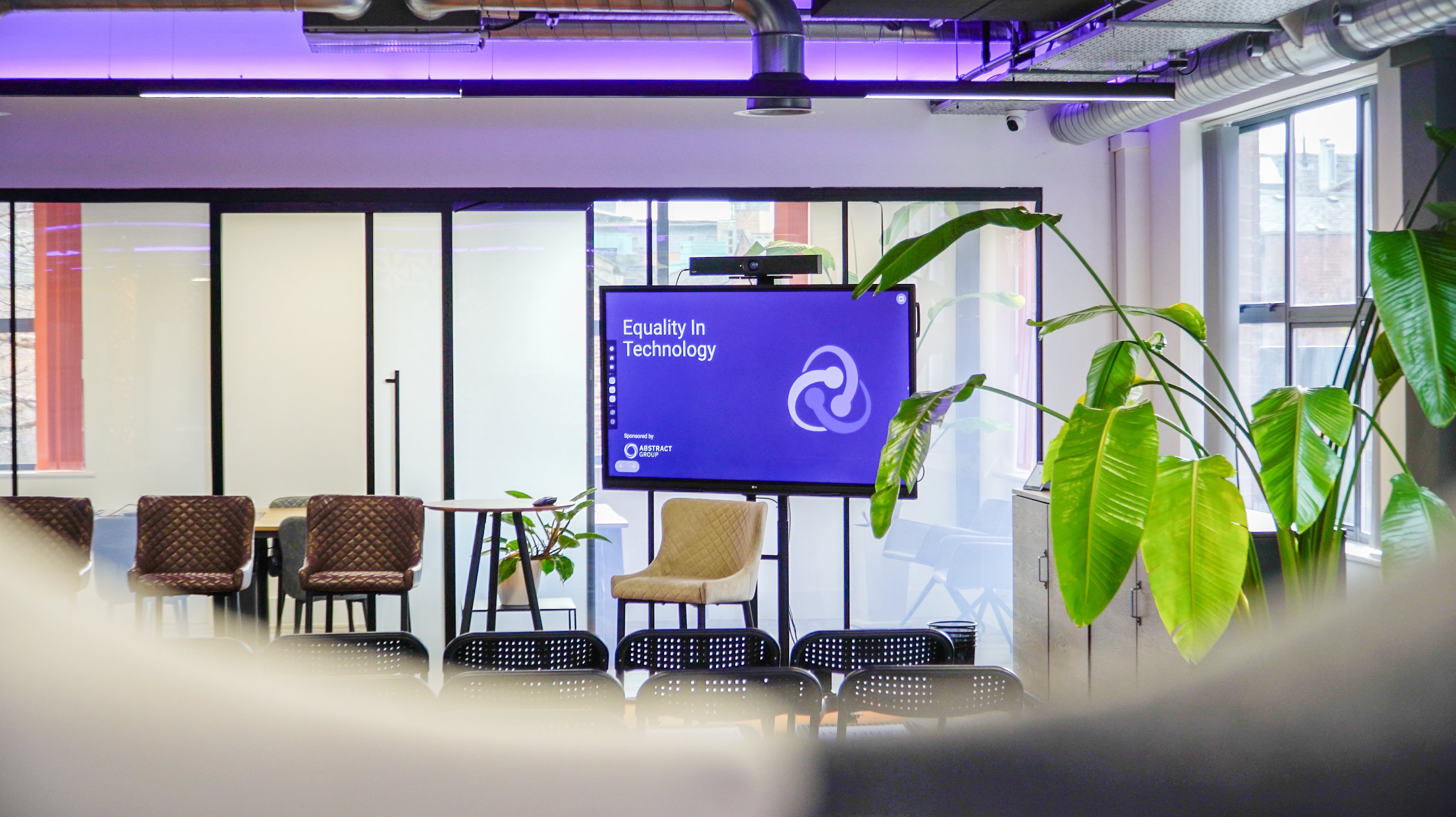 Presentation screen in an office