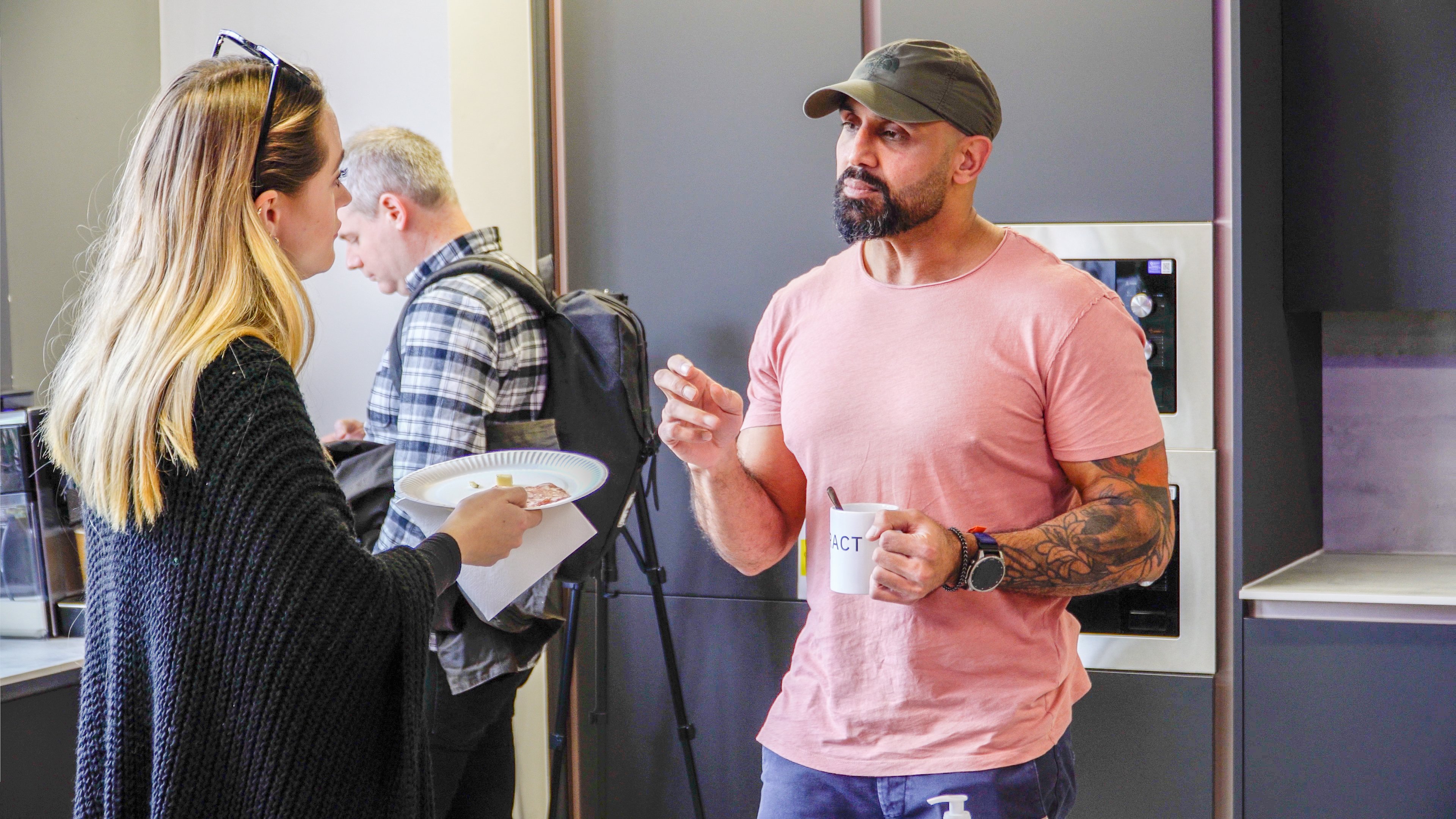 Two people discussing something