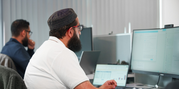A man working at a computer