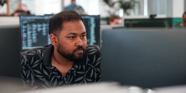 Man looking at a computer screen 